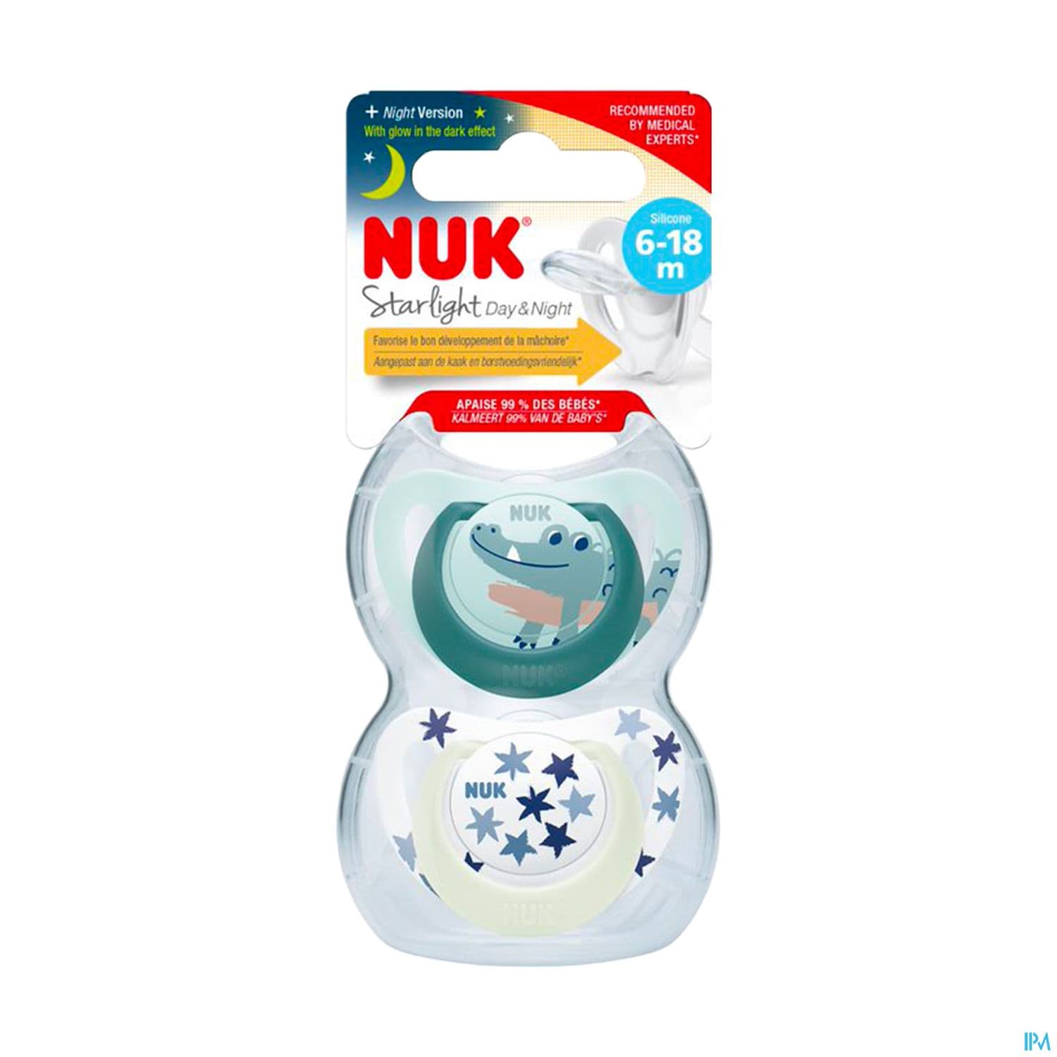 Nuk Sucette Silicone Starlight 6/18m Garcon X2