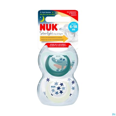 Nuk Sucette Silicone Starlight 6/18m Garcon X2