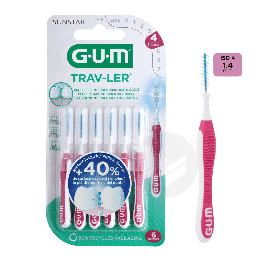 Gum Travler Brossette Interdentaire Cylindrique 1mm4 X6 — Pharmacie des Mèches