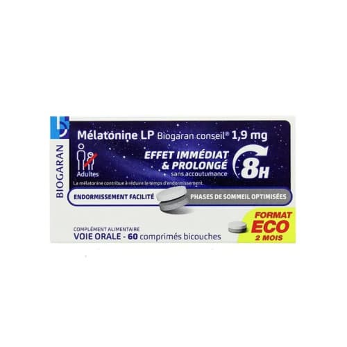 BIOGARAN MELATONINE LP 1,9MG CP 60 — Pharmacie foch - Cenon