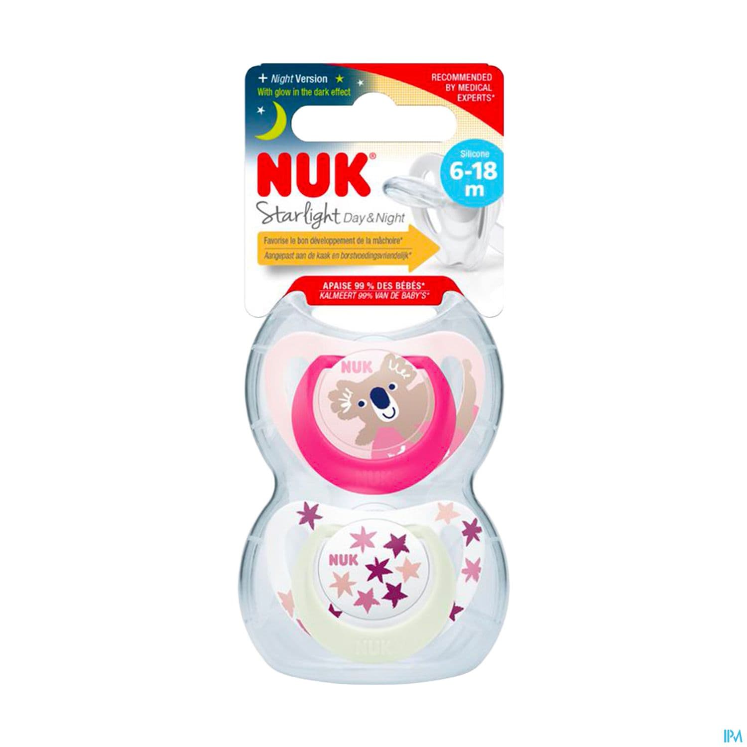 Nuk Sucette Silicone Starlight 6/18m Fille X2 — Pharmacie Aoun la glacière by Nexum
