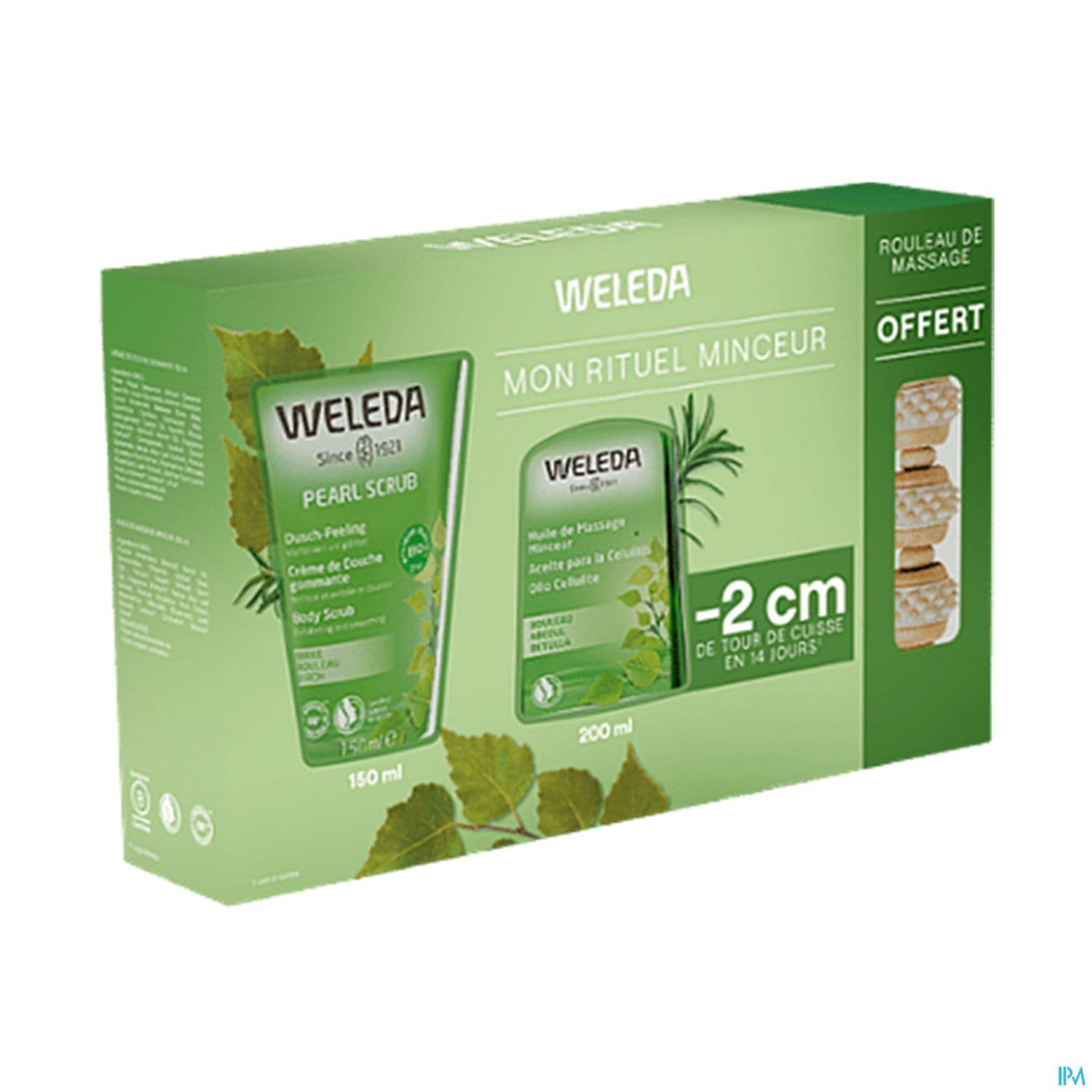 Weleda Coffret Minceur Huile Massage Bouleau 200ml + Creme Douche Gommante 150ml + Rouleau Offert