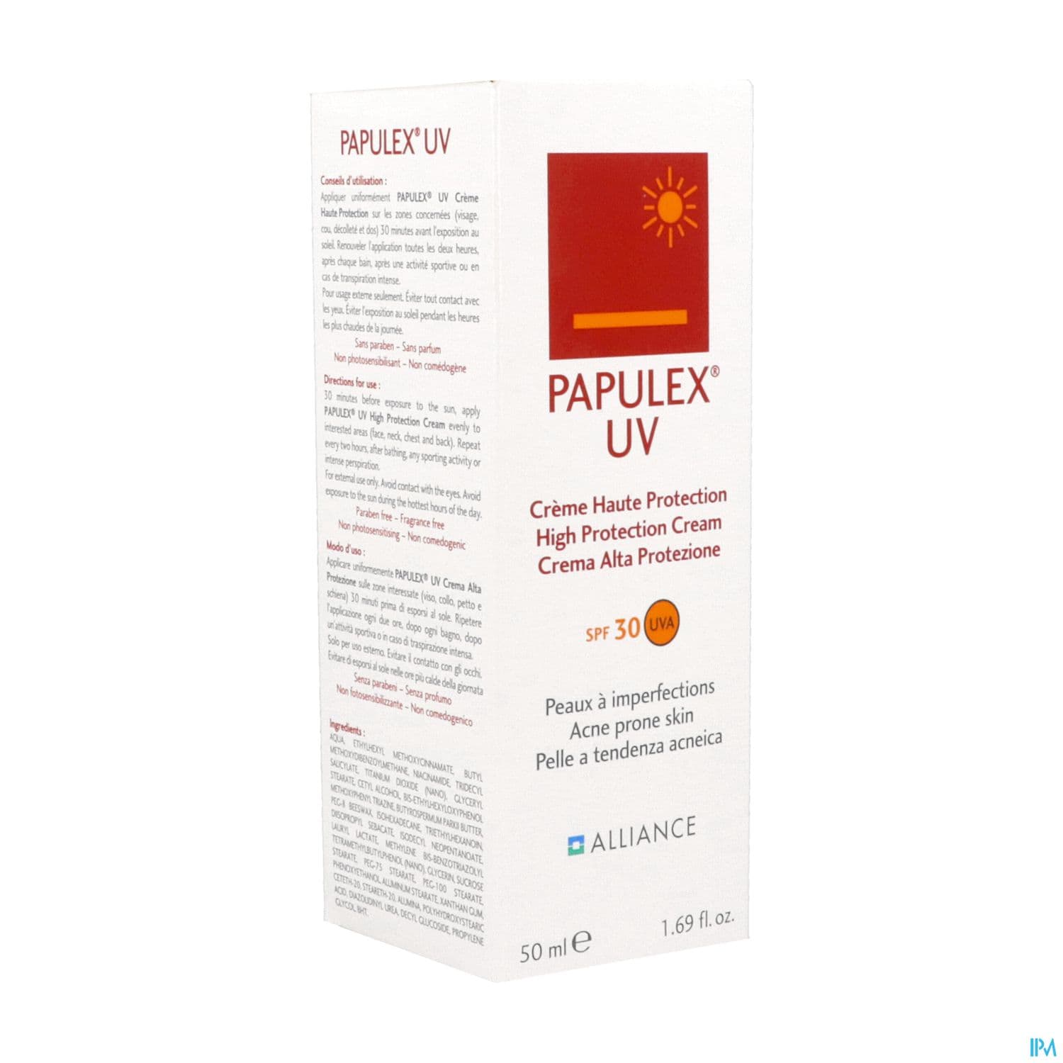 Papulex Uv Creme Solaire Spf30 50ml — Pharmacie Port Royal