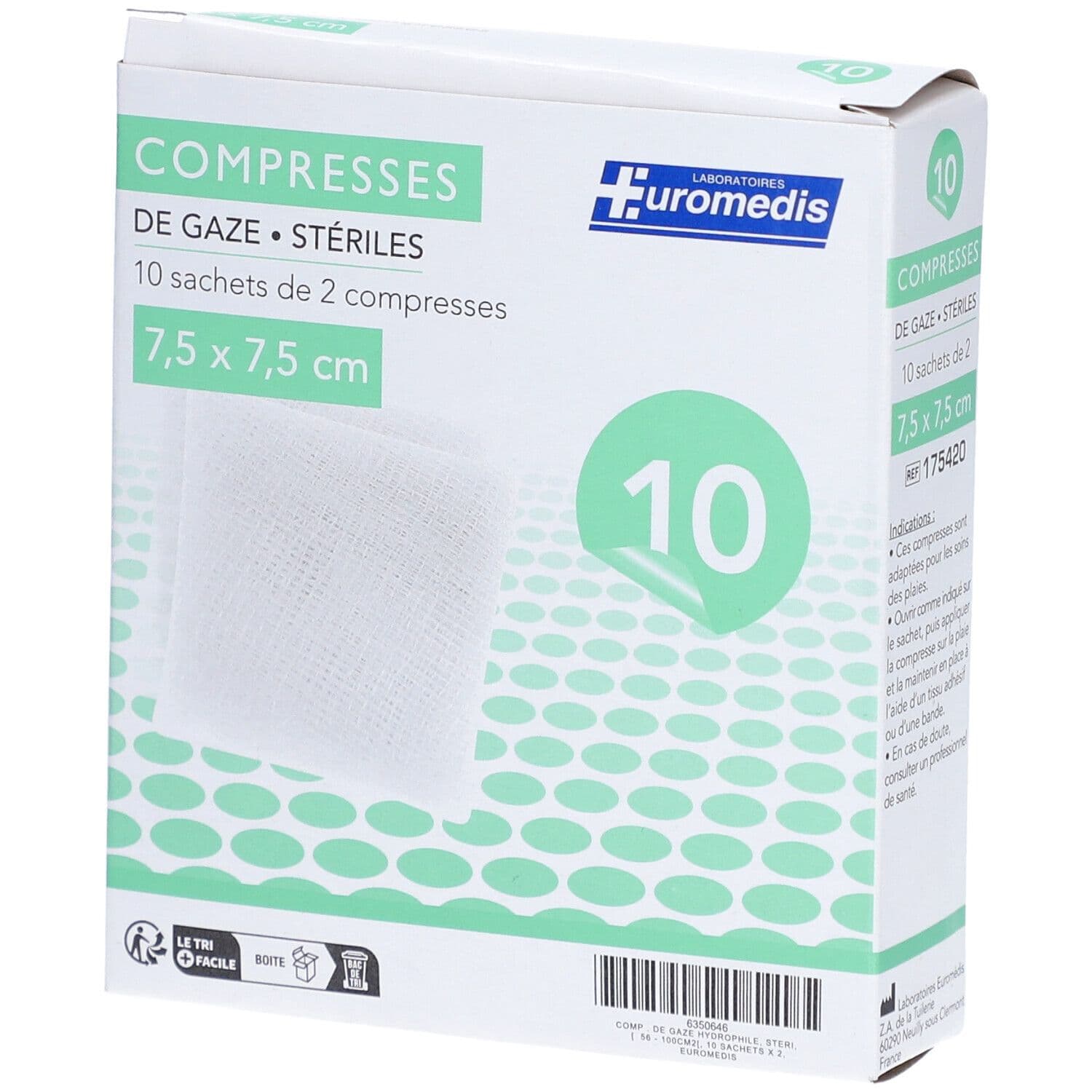 COMP ST 10X2 EUROMED GAZE 7,5X7,5