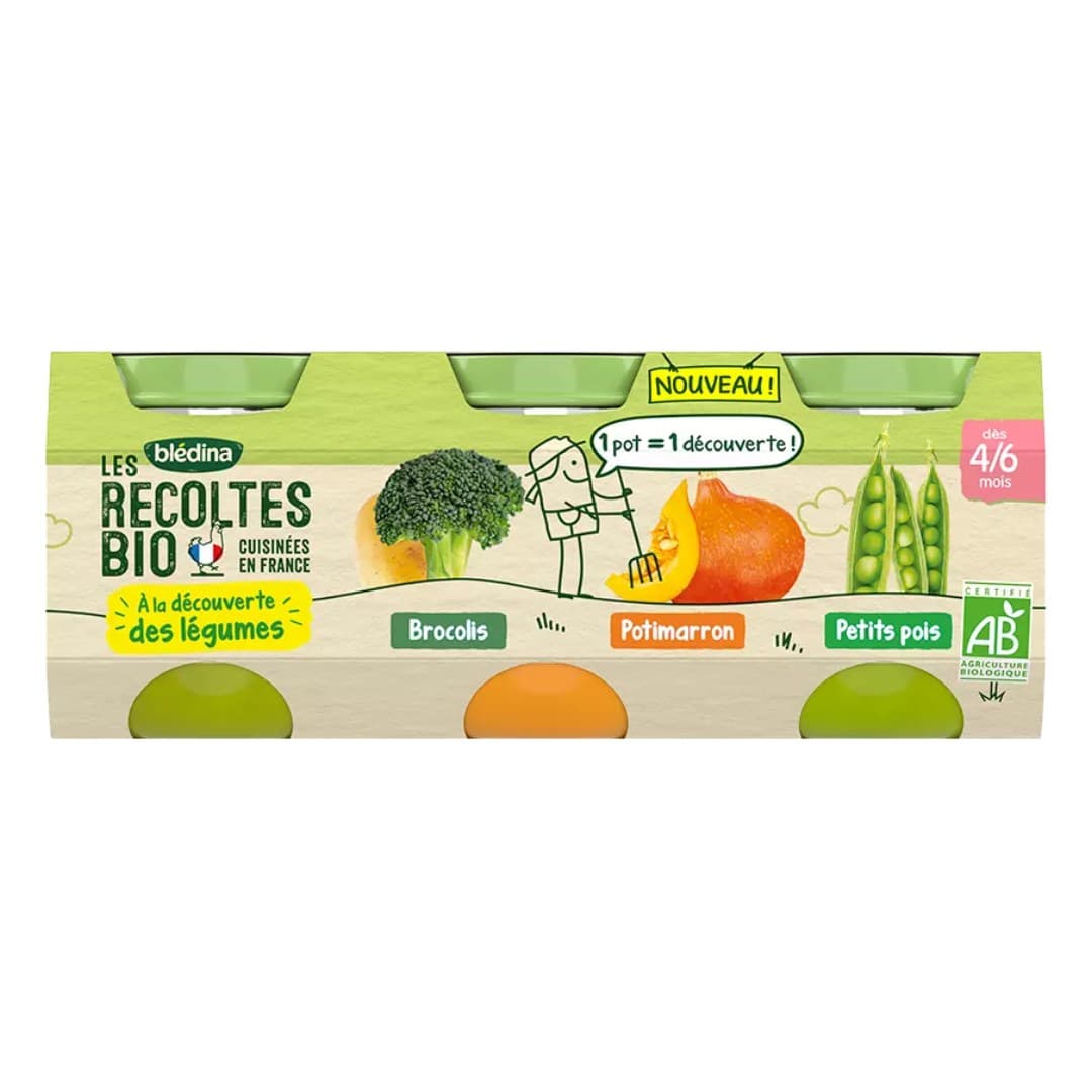 Bledina Les Recoltes Bio Pot Brocolis Petits Pois Potimarron 3x130g — Pharmacie Apothical Nanterre Université
