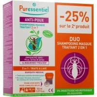 Puressentiel Shampooing Traitant 2en1 Antipoux Avec Peigne 150ml X2 -25% Sur Le 2eme