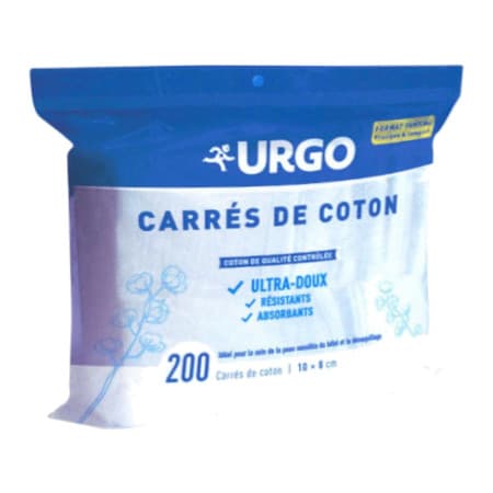 URGO CARRE COTON 10X8CM SACH 200