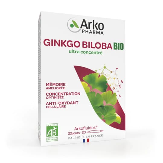 ARKOFL GINKGO BILOBA BIO AMP 20 — Pharmacie Sainte-honorine / la cité