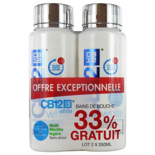 CB12 WHITE BAIN DE BOUCHE 250MLX2 — Pharmacie Carnot