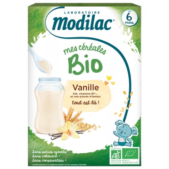 MODILAC CEREALE BIO VANILLE 250G — Pharmacie Bellevue Limoges