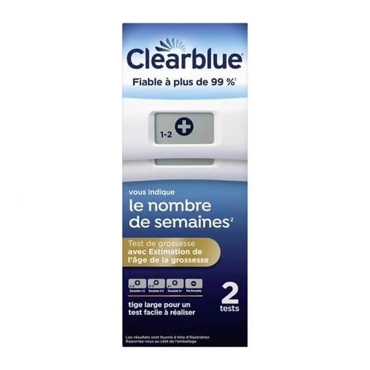 CLEARBLUE TEST DE GROSSESSE AVEC ESTIMATION D'AGE DE GROSSESSE Test de grossesse digital. avec Est — Pharmacie Lafayette de Roubaix