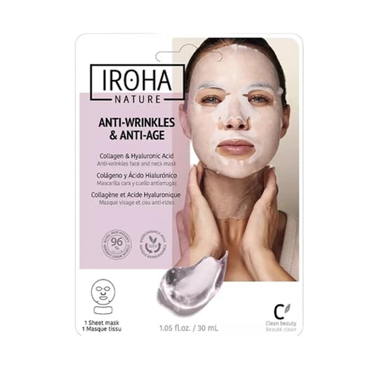 Iroha Masque Tissu Visage Et Cou Collagene Antiage