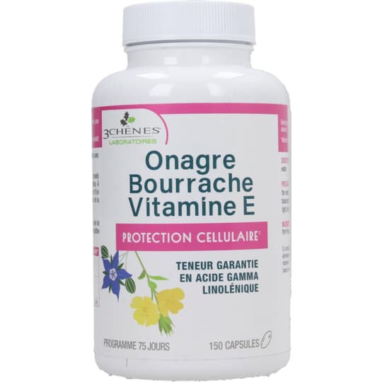 3 CHENES Onagre Bourrache Vit E Caps B/150 — Pharmacie Lafayette de Douai