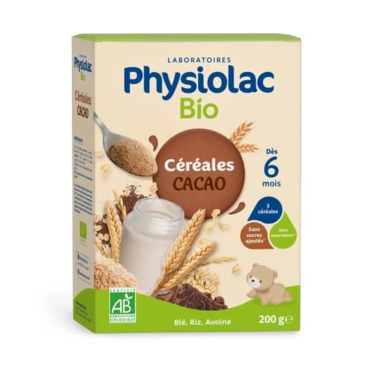 PHYSIOLAC CEREALE CACAO BIO 200G. — Pharmacie de Venoix