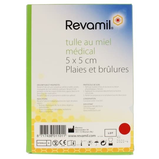 Revamil Tulle Impregne Miel 5cm X 5cm 5
