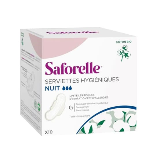 SAFORELLE COTON PROT SERV NUIT 10 — Pharmacie du Bien Etre