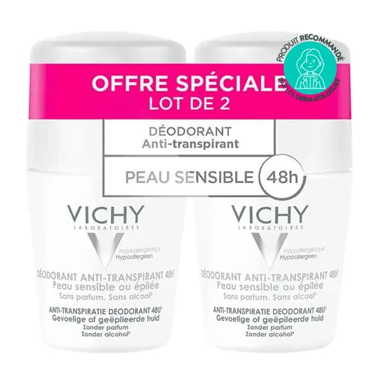 Vichy deodorant antitransp p sensibl bille, 2 x 50 ml — Pharmacie Pharmavance Puteaux