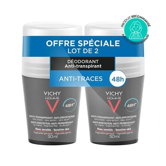 Vichy homme deodorant bille p sensible, 2 x 50 ml — Pharmacie Pharmavance Puteaux