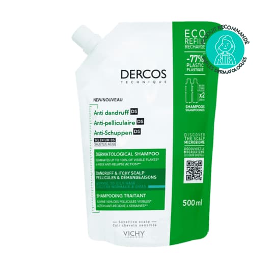DERCOS DS SH A/PEL GRAS RECH390ML