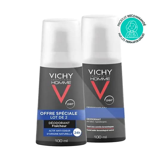 Vichy Homme Deodorant Vaporisateur 100ml X2 — Pharmacie Pharmavance Puteaux