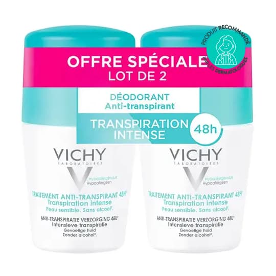 Vichy Deodorant Antitranspirant Bille 48h, 2 x 50 ml — Pharmacie Pharmavance Puteaux