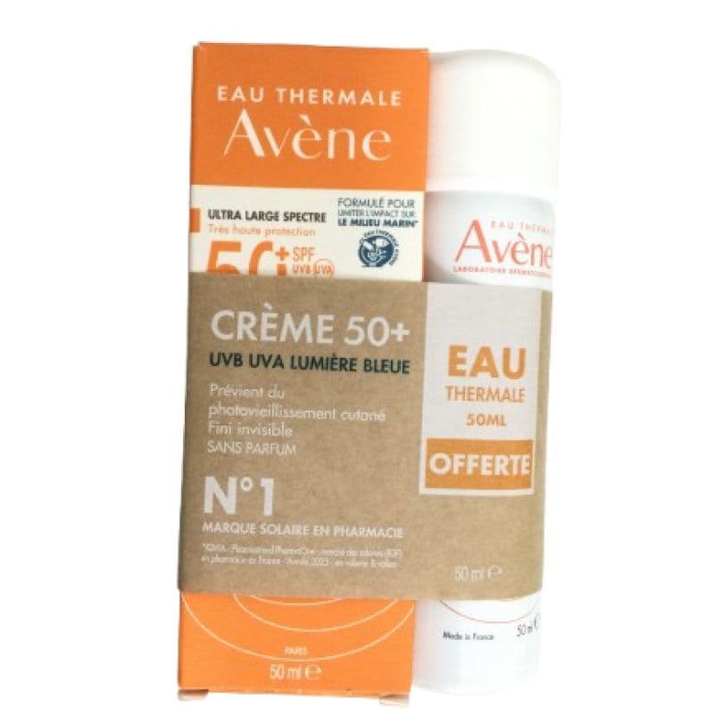 Eau Thermale Avene Solaire Creme Spf50+ Sans Parfum 50ml + Eau Thermale Avene 50ml