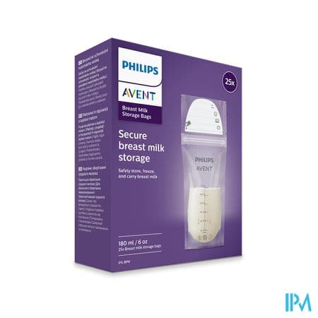 AVENT SACH CONSERV LAIT 180ML X25