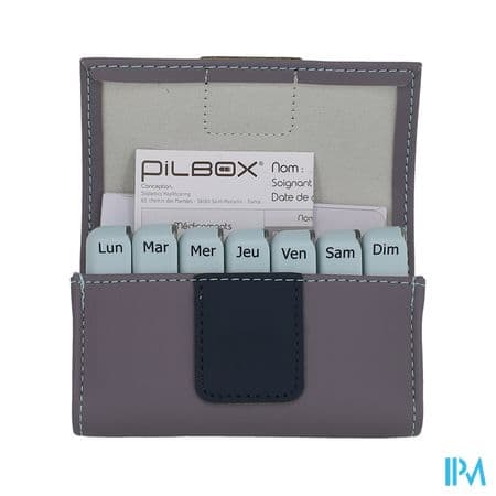 Pilbox Mini Distributeur Hebdomadaire Compact Gris Clair Gris Fonce