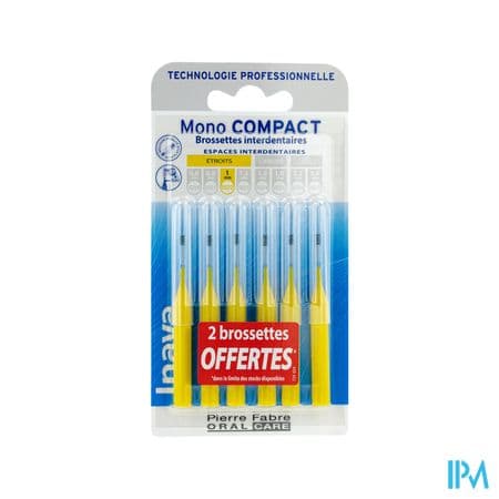 Inava Mono Compact Brossette Jaune X4 + 2 Offert