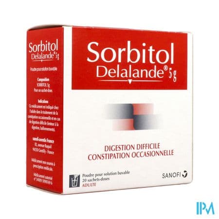 SORBITOL DELALANDE 5G SACHET 20 — Aprium Pharmacie des Colonnes - M'Sika
