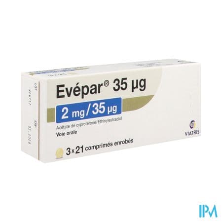 Evepar 2mg/0.035mg Comprime 21 X3 — Pharmacie St Honoré - Amiens