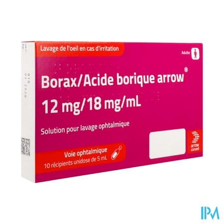 Borax Acide Borique Arrow 12mg/18mg/ml Solution Pour Lavage Ophtalmique Unidose 10 — Pharmacie Oceane