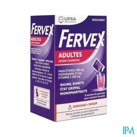 FERVEX ADULTES FRAMBOISE SACH 8 — Pharmacie Saint Pierre Toulouse