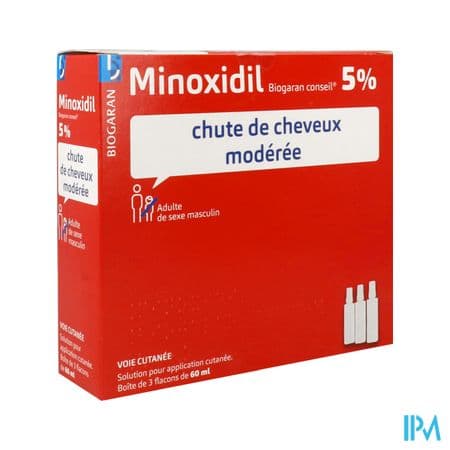 Minoxidil Biogaran Conseil 5% Solution Pour Application Cutanee 60ml X3 — Pharmacie Ammar