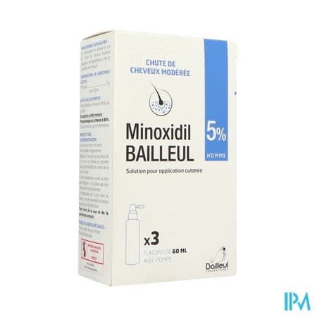 Minoxidil Bailleul 5% Solution Pour Appli Cutanee 60ml X3