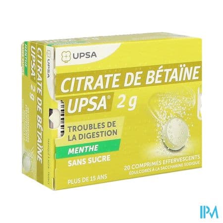 Citrate Betaine Upsa 2g Menthe S Suc Comprime Efferv 20 — Pharmacie Boetie