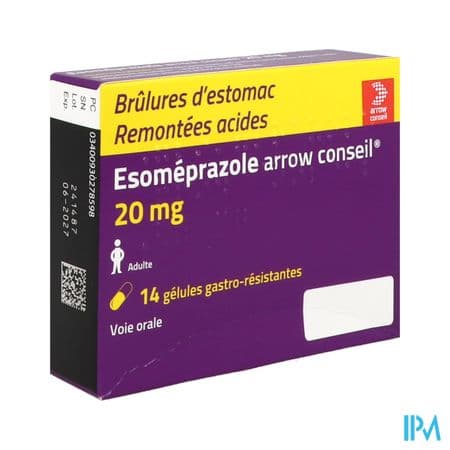 Esomeprazole Arrow Conseil 20mg Gelule Gastroresistante 14