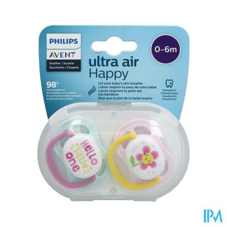 Avent Sucette Ultra Air Mixte Love Mama 0/6mois Scf080/09 X2