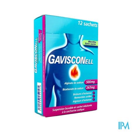 Gavisconell Menthe Sans Sucre Susp Buvable Sachet 12