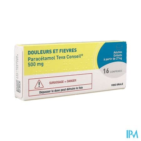 PARACETAMOL 500MG TEVA CONS CPR 16 — Pharmacie Duroc - Paris
