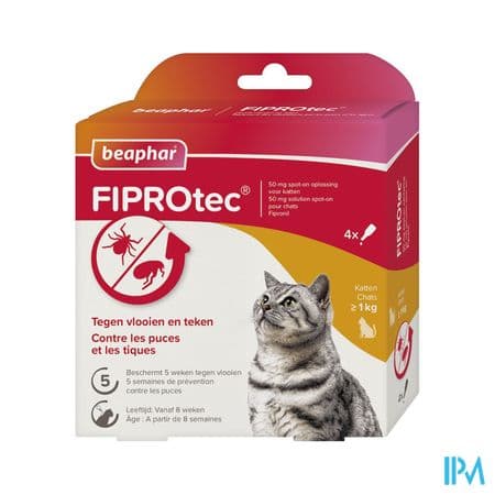 FIPROTEC 50MG SPOT ON CHAT PIPET 4 — Pharmacie Val de l'Aurence Limoge
