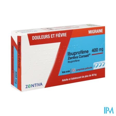 Ibuprofene Zentiva Conseil 400mg Comprime Pellicule 15 — Pharmacie Pharmavance Trappes