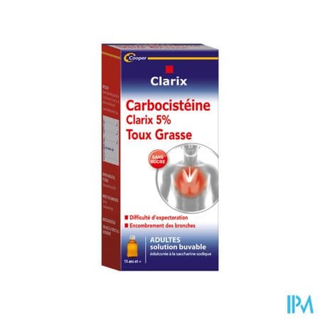 Carbocisteine Clarix 5% Adulte Solution Buvable 250ml — Pharmacie de la Mairie Montataire