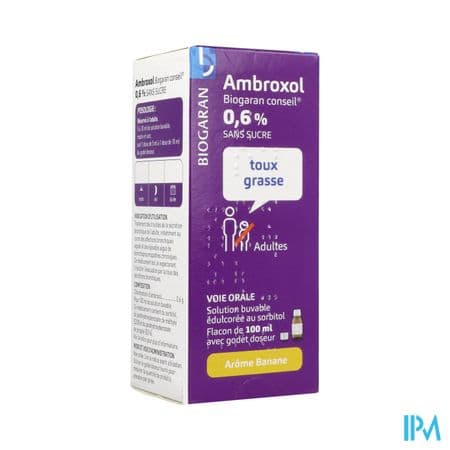 Ambroxol Biogaran 0.6% Sans Sucre Solution Buvable 100ml