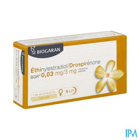 Ethinylestradiol Drospirenone Bgr 0mg03/3mg Comprime Pellicule 21 X1 — Pharmacie Des Olivades