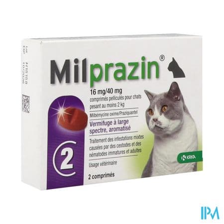 MILPRAZIN 16MG/40MG CHAT CPR 2 — Pharmacie St Honoré - Amiens