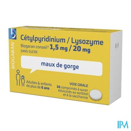 Cetylpyridinium Lysozyme Biogaran Conseil Sans Sucre Comprime A Sucer 36