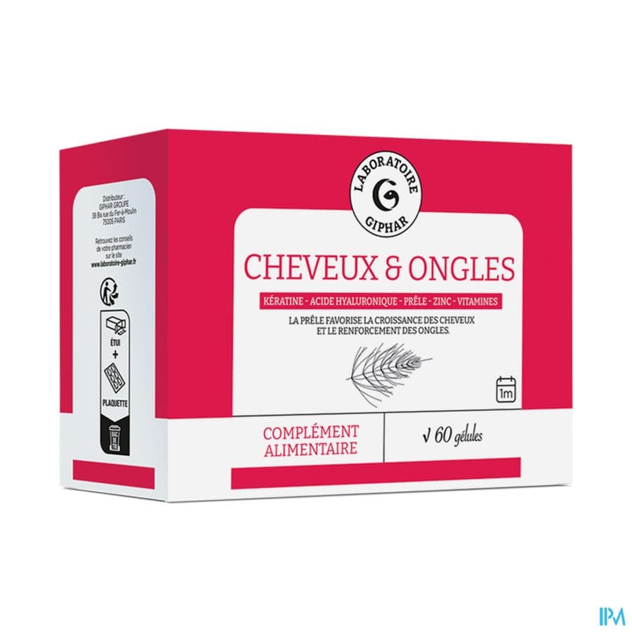 GIPHAR CHEVEU ET ONGLE GELULE 60 — Pharmacie Populaire du Sud
