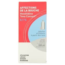 HEXETIDINE 0,1% TEVA CONS FL 200ML — Pharmacie Maarek
