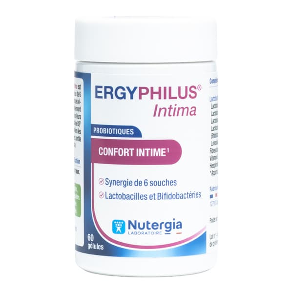 Ergyphilus Intima Gelule. complement alimentaire a base de 6 souches probiotiques et vitamine B2 — Pharmacie de la Gare